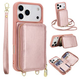 Leather Wallet Case with Wrist & Crossbody Strap for iphone