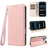 Color Contrast Lychee Grain Magnetic Wallet Case with Lanyard for iphone
