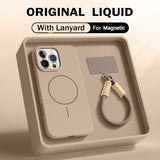 Magnetic Liquid Silicone Lanyard Strap Case for iphone