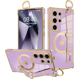 Magnetic Electroplated Heart Wrist Strap Case for Samsung