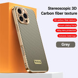 Luxury Plating Leather Carbon Fiber Texture Case with Alloy Len for iphone
