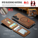 Ring Magnetic Card Holder Leather Case for Samsung