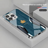 Gold‑Maple‑Leaf Wave‑Textured Glass Shockproof Case for iphone