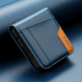 Color‑Block Splicing Leather Flip Wallet Case for Samsung Z Flip