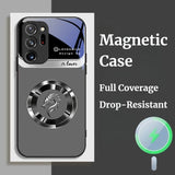 Dragon Head Pattern Magnetic Anti-Drop Liquid Glass Case for Samsung