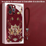 Full-Coverage Dunhuangs Lotus Lanyard Hard Case for iphone