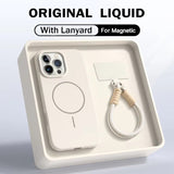 Magnetic Liquid Silicone Lanyard Strap Case for iphone