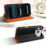 Color Contrast Lychee Grain Magnetic Wallet Case with Lanyard for iphone