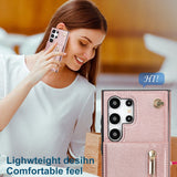 Leather Zipper Card Holder Crossbody Case for Samsung