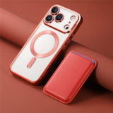 Transparent Electroplated Magnetic Detachable Card Holder Case for iphone