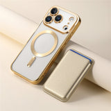 Transparent Electroplated Magnetic Detachable Card Holder Case for iphone
