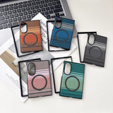 Contrast‑Color Weave Carbon‑Fiber Magnetic Case for Samsung Z Fold