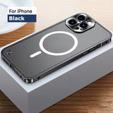 Magnetic Metal Aluminum Alloy Frame Frosted Back Panel Case for iphone