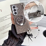 Gold‑Stamped Bow Magnetic Kickstand Case for Samsung Z Fold