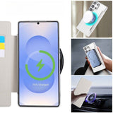 Transparent Electroplated Magnetic Leather Flip Case for Samsung