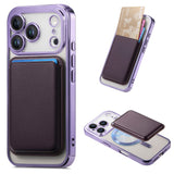 Transparent Electroplated Magnetic Detachable Card Holder Case for iphone