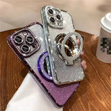 Magnetic Diamond Glitter Stand Mirror Case for iphone
