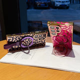 Leopard Print Bracket Plating Magnetic Charging Case for Samsung