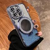 Magnetic Diamond Glitter Stand Mirror Case for iphone