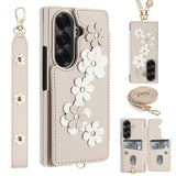Shockproof Flower Case with Card Holder & Lanyard for Samsung Z Fold