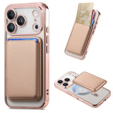 Transparent Electroplated Magnetic Detachable Card Holder Case for iphone