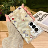 Premium Feather‑Grain Heart Case for Samsung Z Fold