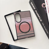 Contrast‑Color Weave Carbon‑Fiber Magnetic Case for Samsung Z Fold