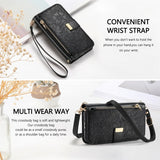 Leather Zipper Flip Case With Card Slots & Wrist Strap for iphone