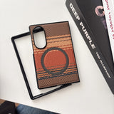 Contrast‑Color Weave Carbon‑Fiber Magnetic Case for Samsung Z Fold
