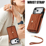 Checkered Crossbody Accordion Card Holder Leather Case for iphone