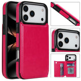 Crazy Horse Texture Double‑Button Card Holder Leather Case for iphone