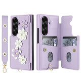 Shockproof Flower Case with Card Holder & Lanyard for Samsung Z Fold