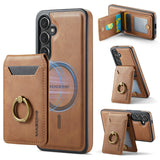 Ring Magnetic Card Holder Leather Case for Samsung