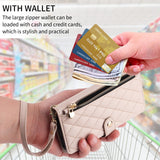 Plaid Zipper Wallet Leather Case with Hand & Crossbody Strap for iphone