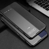 Leather Flip Clear Windows Protective Cover Phone Case for Samsung