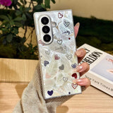 Premium Feather‑Grain Heart Case for Samsung Z Fold
