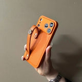 Camellia Shockproof Wrist Strap Leather Case for iphone
