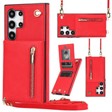 Leather Zipper Card Holder Crossbody Case for Samsung