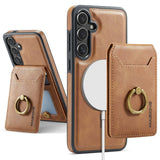 Ring Magnetic Card Holder Leather Case for Samsung
