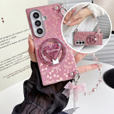 Gold‑Stamped Bow Magnetic Kickstand Case for Samsung Z Fold