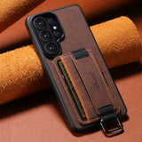 Leather Card Holder Stand Case for Samsung