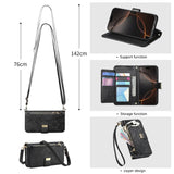 Leather Zipper Flip Case With Card Slots & Wrist Strap for iphone