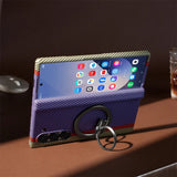 Magnetic Carbon Fiber Slim Ultra Case  with Kickstand Ring Holder for Samsung Z Fold