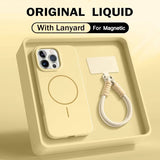 Magnetic Liquid Silicone Lanyard Strap Case for iphone