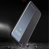 Leather Flip Clear Windows Protective Cover Phone Case for Samsung