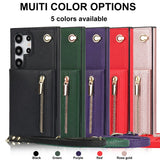 Leather Zipper Card Holder Crossbody Case for Samsung