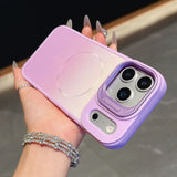 Gradient Full Cover Shockproof Magnetic Lens Kickstand Case for iphone