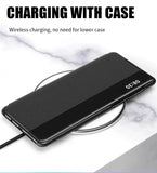 Leather Flip Clear Windows Protective Cover Phone Case for Samsung