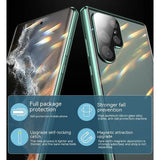 Double Sided Tempered Glass Metal Magnetic Case with Bottom Lock Catch for Samsung