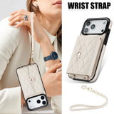 Checkered Crossbody Accordion Card Holder Leather Case for iphone